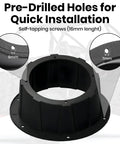 No Sweat Install Angled 6.5 Inch Speaker Pods Two Pack Slick Universal Mount Kit With Pre Drilled Holes And Screws Included Foam Gasket Black, showing pre-drilled holes.