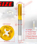 M10 X 1.5 Metric Tap And Die Set Right Hand M2 HSS Machine Thread Tap And Round Die with size annotations
