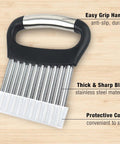 AITRAI 2-pack crinkle cutter with peeler, front view; stainless steel blades, ergonomic black handle, protective cover.