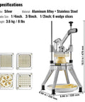 Commercial Vegetable Chopper With Four Replacement Blades, Heavy Duty Stainless Steel Cutter in silver and gray colors