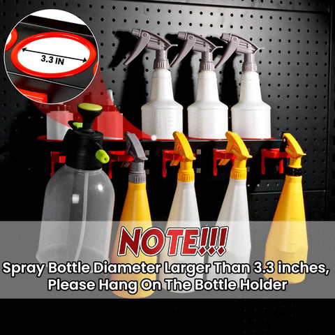 Multifunctional Spray Bottle Rack For Car Garage And Beauty Shop Displays With Durable Metal Frame And Five Plastic Hanging Hooks