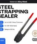 Double Notched Long-Handle Steel Strapping Sealer Crimper For 3/8 Inch Banding, Heavy-Duty Tool Built To Last For Horizontal Or Vertical Work, Heat-Treated Wear-Resistant Parts, alloy steel