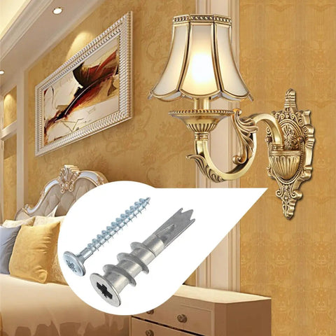 Self-Drilling Drywall Anchors Set With Zinc Alloy Screws, 200 Piece Kit For Picture Frames, Mirrors, Shelves, And Bathroom Accessories No Drill Needed, Easy Removal, Strong Hold zinc screws and drywall anchors shown