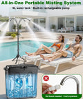 Cordless Portable Misting System With Stand, 9L Tank, 10000mAh Battery, Built In Pump And Timer For Outdoor Cooling By Poolside