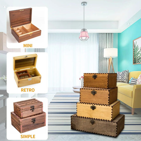 Image of Hella Durable Mini Cabinet Hinges Offer A Crisp Silvery White Finish That Takes Daily Bashing Without Giving Out Includes Thirty Compact Units, showcasing stylish wooden boxes in a living room.