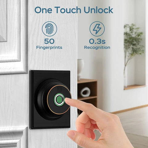 Smart Fingerprint Deadbolt With App Bluetooth For Front Door Keyless Entry Lock 0.3 Second Unlock Biometric 360 Degree ID