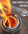 Tabletop Fire Pit Mini Portable Outdoor Smokeless Firepit Stainless Steel 5.5 Inch with 360° airflow design in action.