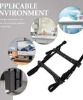 Heavy Duty Under Desk PC Tower Mount Rack With Stainless Steel Anti Vibration Caging, showing rack design and adjustable straps for securing PCs.