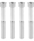 Beefy Titanium M7x50mm Allen Hex Socket Head Bolts Pack of 4 6AL-4V Grade 5 Titanium Alloy Silver Finish in a row, front view