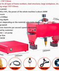 Heavy Duty Portable Dot Peen Engraver With Rotary Function For Deep Metal Marking And Vin Code Etching Built Tough Job Site Ready, 170x110mm size, featuring red body and air pressure valve.