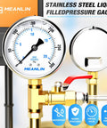 Stainless Steel Liquid Filled Pressure Gauge With 2.5 Inch Dial And Lower Mount For Rugged Lines, 0 To 300 Psi Range displayed
