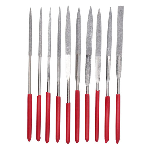Diamond Needle File Set With Rubber Handles, 10 Pcs 120 Grit Grinding Trimming Files Kit For Woodworking Metalworking Glass Ceramic