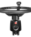 200HP Hydraulic Outboard Steering Kit With Steering Wheel Helm Pump Hydraulic Cylinder And 26 Ft PU Hoses For Most Single Outboard Powered Boats Like Pontoon Runabout And Deck Boats - Front view of steering wheel and helm pump.