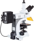 Upright Fluorescence Microscope 40X To 1000X With Rotating 6 Filter Turret And Ultra Sensitive 1.4MP CCD Camera, white lab microscope side view