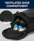 45L Black Duffle Backpack Carry On Travel Duffle Bag With Shoe Compartment Converts To Duffle Backpack Or Shoulder Bag