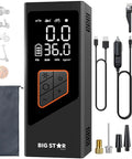 Super Slick 150 Psi Portable Tire Inflator Air Compressor With Digital Gauge Auto Shut Off LED Light, black with digital display.