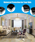 Living room with 36 Pack Slim Clear Edge Bumpers for Baby Safety Corner Protectors on tables and furniture.