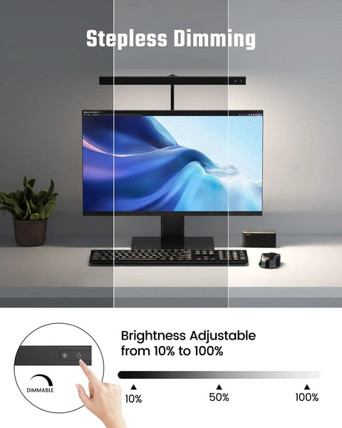 LED Desk Lamp For Office And Home With Adjustable Gooseneck, 12W Touch Control Dimmable Brightness on desk