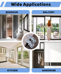 Sliding Door Hardware Wardrobe Roller Kit For Top Hung Bypass Doors in different applications including bedroom, balcony, kitchen, wardrobe.