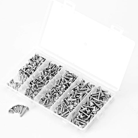 M3 Hex Socket Cap Screws Set 250Pcs Assortment Kit Flat Head Allen Bolts 304 Stainless Steel Fully Threaded For Furniture And DIY Projects
