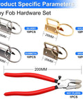 40Pcs Key Fob Hardware Set 1 Inch Kit With Glass Running Pliers showing 4 colors and red-handled pliers for DIY keychains.