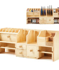 Wooden Jewelers Bench Top Tool Organizer With 3 Layer 4 Drawers For Pliers Screwdrivers Files Spools Of Wire And Cord On Your Workbench For Easy Access And Garage Or Shop Storage