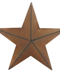 Large rusty metal star from Rusty Barn Star Wall And Door Decor Set In Metal With Vintage Farmhouse Charm, pre-drilled for hanging.