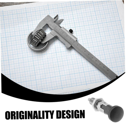 Stainless Steel Spring Plunger With Knurled Pull Pin Self Locking Quick Release Hardware For Handles And Indexing next to a caliper.