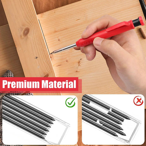 Rock Solid 2.8mm Carpenter Pencil Lead Refills 36 Piece Bulk Pack shown in use on wood, showcasing durable graphite marking.