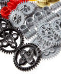 Close-up of gears from 233 Piece Technic Parts Kit With Gears Axles Pins And Connectors Compatible With Major Technic Sets