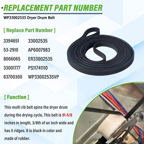 Must Have Dryer Repair Kit For Neptune 3000 5000 9000 Series Includes Drum Roller Kit Idler Pulley Tumbler Bearings And 91 5/8 Inch Drum Belt