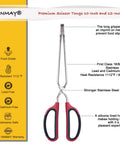 Stainless Steel Scissor Tongs Set With 10 Inch And 12 Inch Tongs, 2 Piece Kitchen Tool For Pro Grade Cooking, Grilling, Food Prep, And Serving, Heavy Duty 304 Stainless Steel, Dishwasher Safe, Rust Resistant, red handle