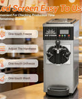 Heavy Lifter Commercial Ice Cream Maker With 450W Compressor And No Sweat Self Cleaning Air Cooled Setup Hustle Ready Frozen Dessert Machine For Busy Cafes with LED screen and easy touch controls.