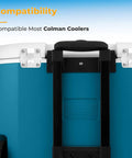 Cooler Hinges And Screws Replacement Set For Easy Cooler Repair, 4 Pack, Durable Plastic Components, Quick Install, Fits Most Standard Portable Coolers, Budget Friendly Upgrade For Your Cooler, shown installed on a blue cooler.