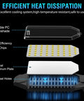 Efficient heat dissipation design with LED chips, durable lampshade, and aluminum plate for Ultra Bright 100W LED Garage Lights.