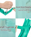 Heavy Duty 15 Mil Nitrile Gloves Twenty Pairs Pack Chemical Resistant X Large Work Gear For Garage Messes And Deep Cleanups showing acid alkali resistance and strength.