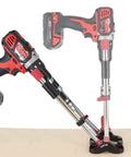 Portable Drilling Guide Attachment For Straight And Angled Holes With Adjustable Angle Readout shown mounted with drill