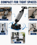 Professional Compact Battery Powered Walk Behind Floor Scrubber Machine With Built In Squeegee for tight spaces and corners.
