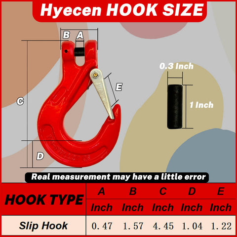2 Pack G80 Clevis Slip Hooks 5 16 Inch Heavy Duty Chain Hooks Forged Tow Trailer Safety Hooks With 4400 Lbs Working Load Limit size chart