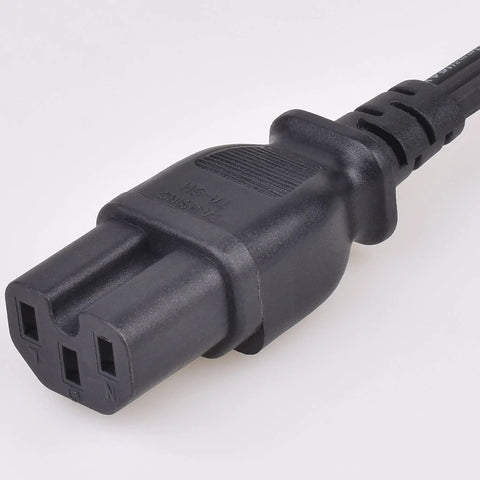 Close-up of Three Foot Replacement Power Cord For Coffee Pot And Percolator, Heavy Duty 16 AWG 1875W 125V, 3 Prong Grounded, Black Cable plug.
