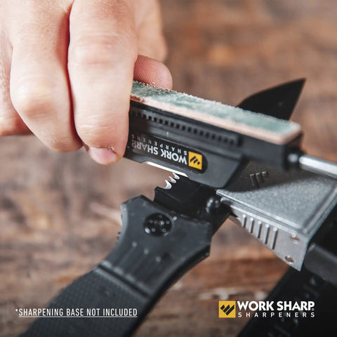Using the Upgrade Kit For WSBCHPAJ Knife Sharpener With Seven Abrasives to sharpen a serrated knife blade.