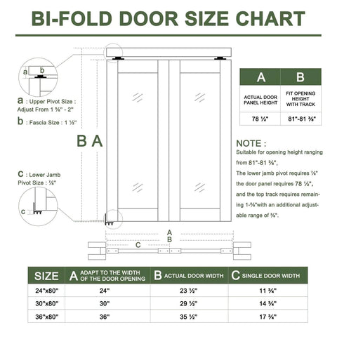 Bi-fold door size chart for Rattan Bifold Closet Door With Cane Webbing And Wood Interior Black Barn Style Doors