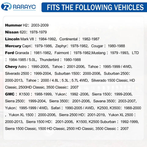 Front Sway Bar Link Kit For Chevy Silverado Tahoe Suburban Yukon XL 1995-2019 2 Pack fitment chart with vehicle years