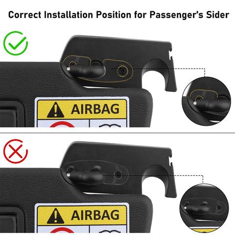 Correct installation of Heavy Duty Aluminum Sun Visor Repair Kit With Rugged Mounting Clips for Wrangler JK JKU JL JLU 2018-2023