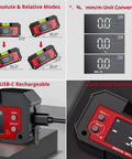 Dual Axis Digital Angle Finder With Magnetic Base For Woodworking And Table Saw Setup Pro Grade Inclinometer with LED display and USB-C.