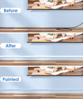 Image showing before and after use of One Cord Cable Concealer Kit For 113 Inch Wall Hider Easy Setup Cable Covers For Two Small Wires.