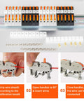 Must Have DIN Rail Terminal Blocks Kit With 20 Universal Compact Connectors 2 Connection Bars 2 Marker Strips 2 End Blocks 20 Screws And Transparent Storage Box For 28 12 AWG Wiring Do It Yourself Pro Grade Electrical Setup shown with installation steps.