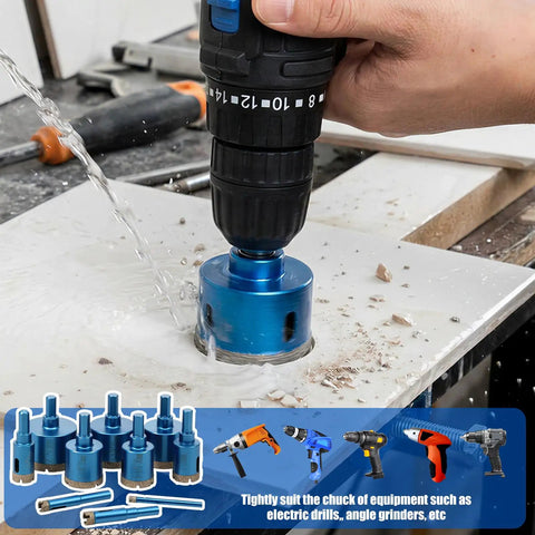 10 Pcs Diamond Hole Saw Kit With Vacuum Brazed Tile Drill Bits For Porcelain And Granite Cutting Dry Or Wet Sizes 1/4 To 2 Inch For Hand Drills And Bench Drills Super Durable Set, wet drilling tile