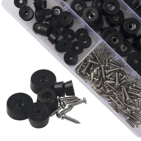 72Pcs Rubber Feet Set with Stainless Washer Screws Anti Slip Bumpers 3 Size Assortment for Electronics and Furniture