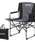 Oversized Directors Camping Chair With Side Table, Heavy Duty Folding Lawn Chair For Adults, Supports 400 Lbs, shown with carrying bag